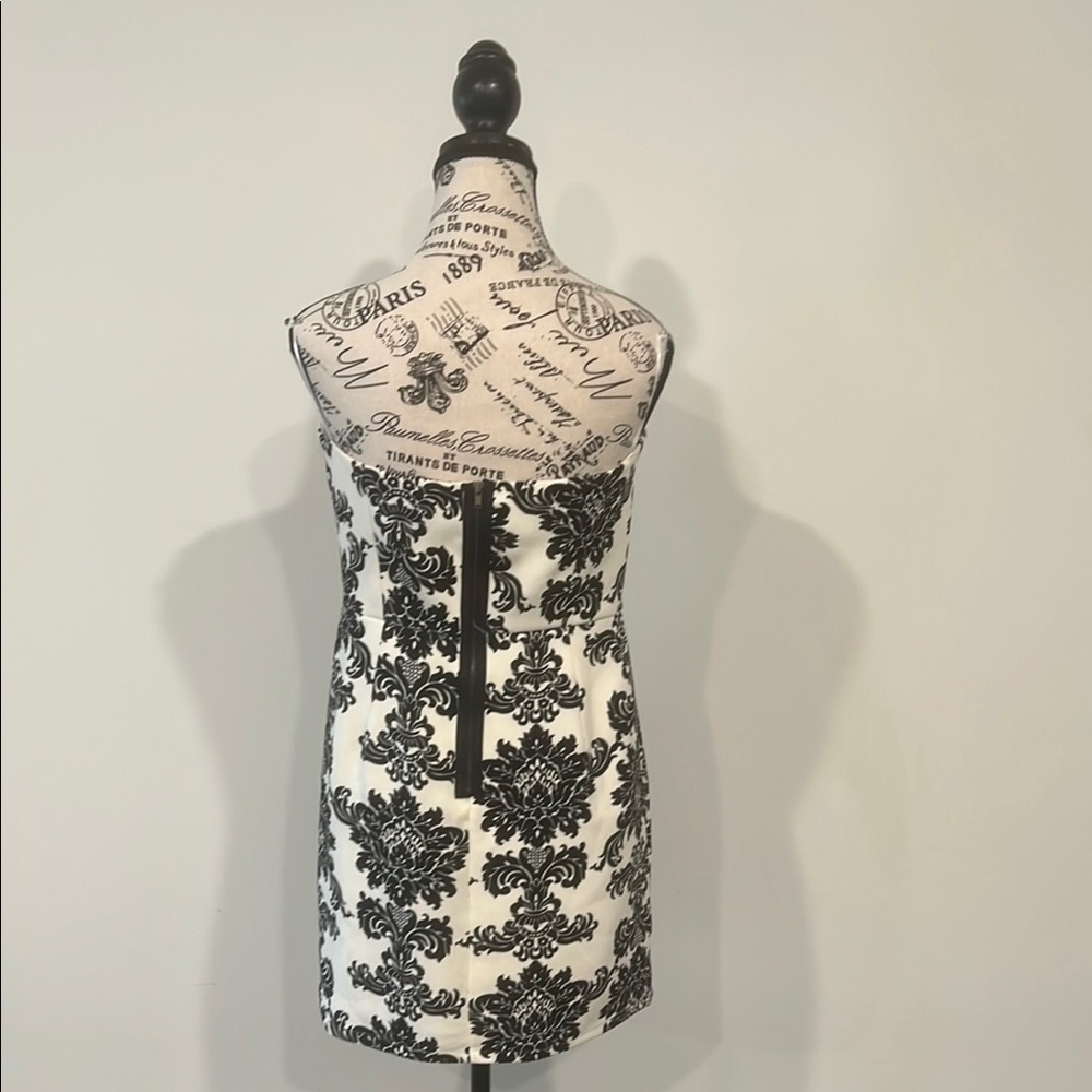 Sage Women's Strapless Black and White Mini Dress, Large - Picture 3 of 5